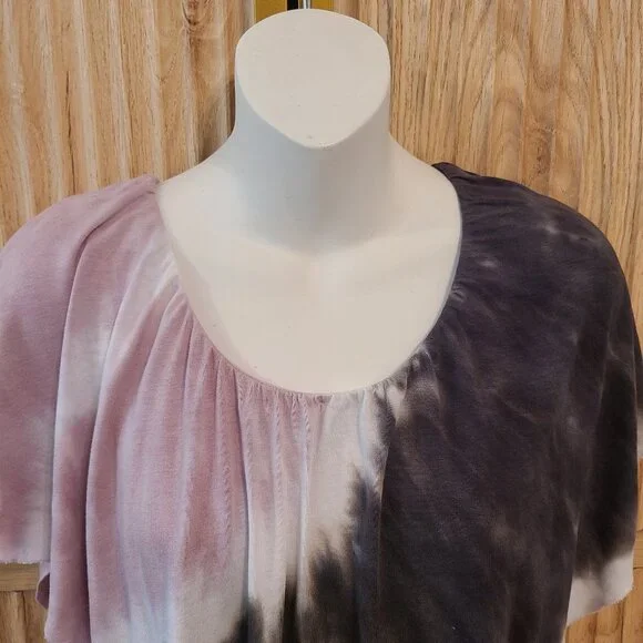 Juicy Couture Tie Dye Draped Flutter Sleeve Top - Size M - Picture 4 of 12